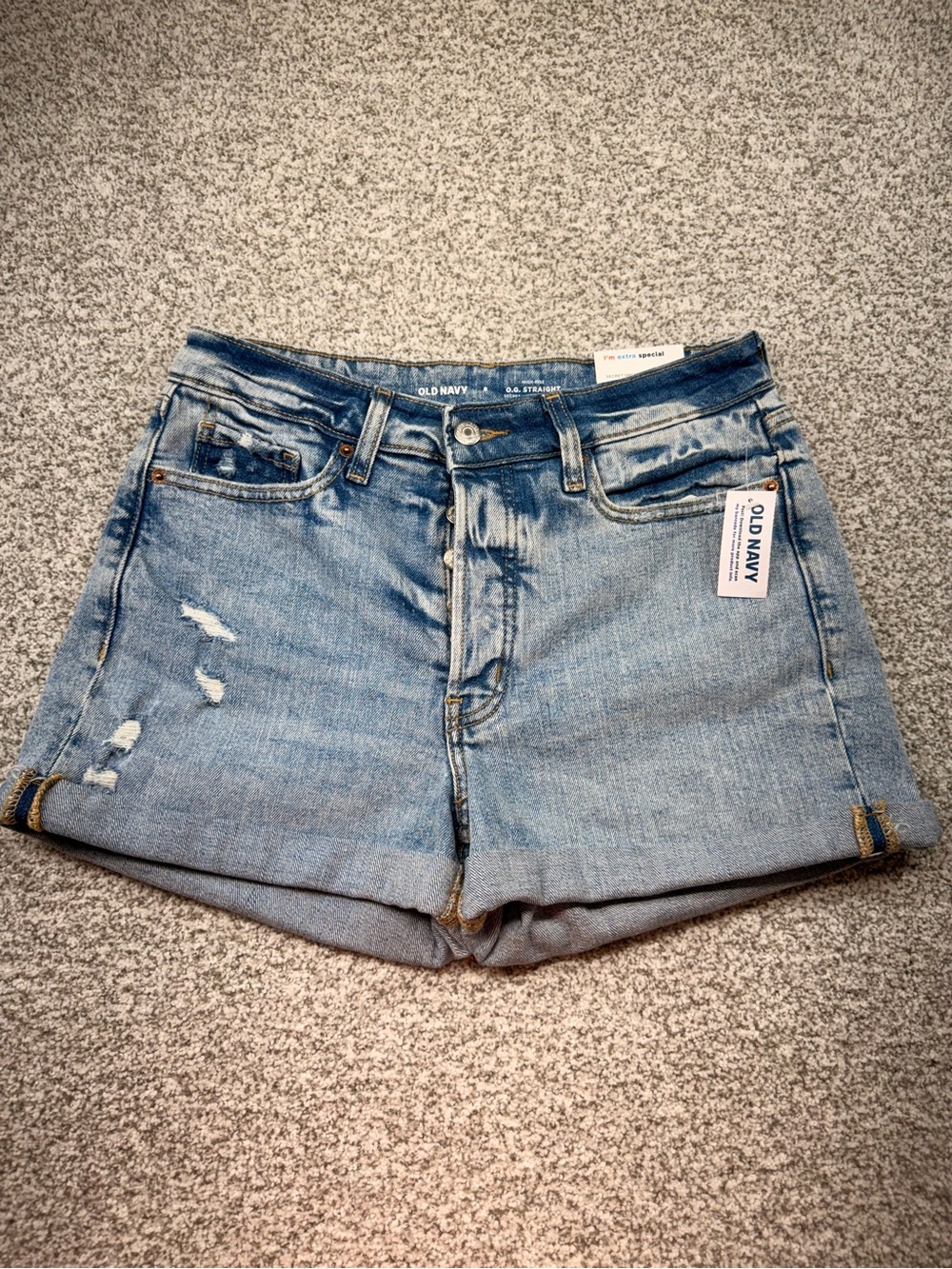 NWT Women's Old Navy High-Rise OG Straight Light Wash Blue Denim Shorts Size 8